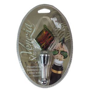 NEW LS Arts Venezia Studio Wine Bottle Stopper Brown 5" Twisted Diamond Square